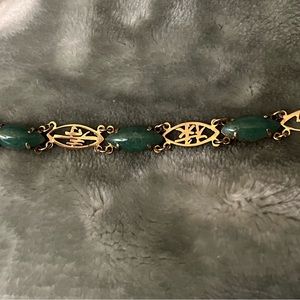 14k Gold Vintage Chinese Jade Bracelet